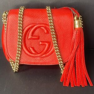 Gucci Red Soho Flap Leather Crossbody with Certificate of Authentication